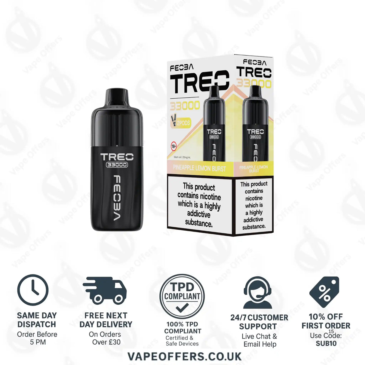 FEOBA Treo 33K Prefilled Pod Vape Kit Pineapple Lemon Burst