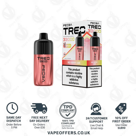 FEOBA Treo 33K Prefilled Pod Vape Kit Red Berry Lime