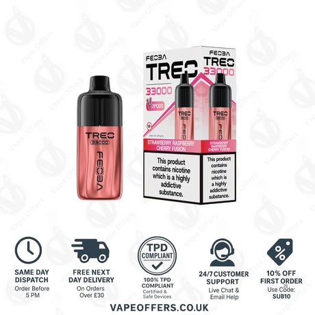 FEOBA Treo 33K Prefilled Pod Vape Kit Strawberry Raspberry Cherry Fusion