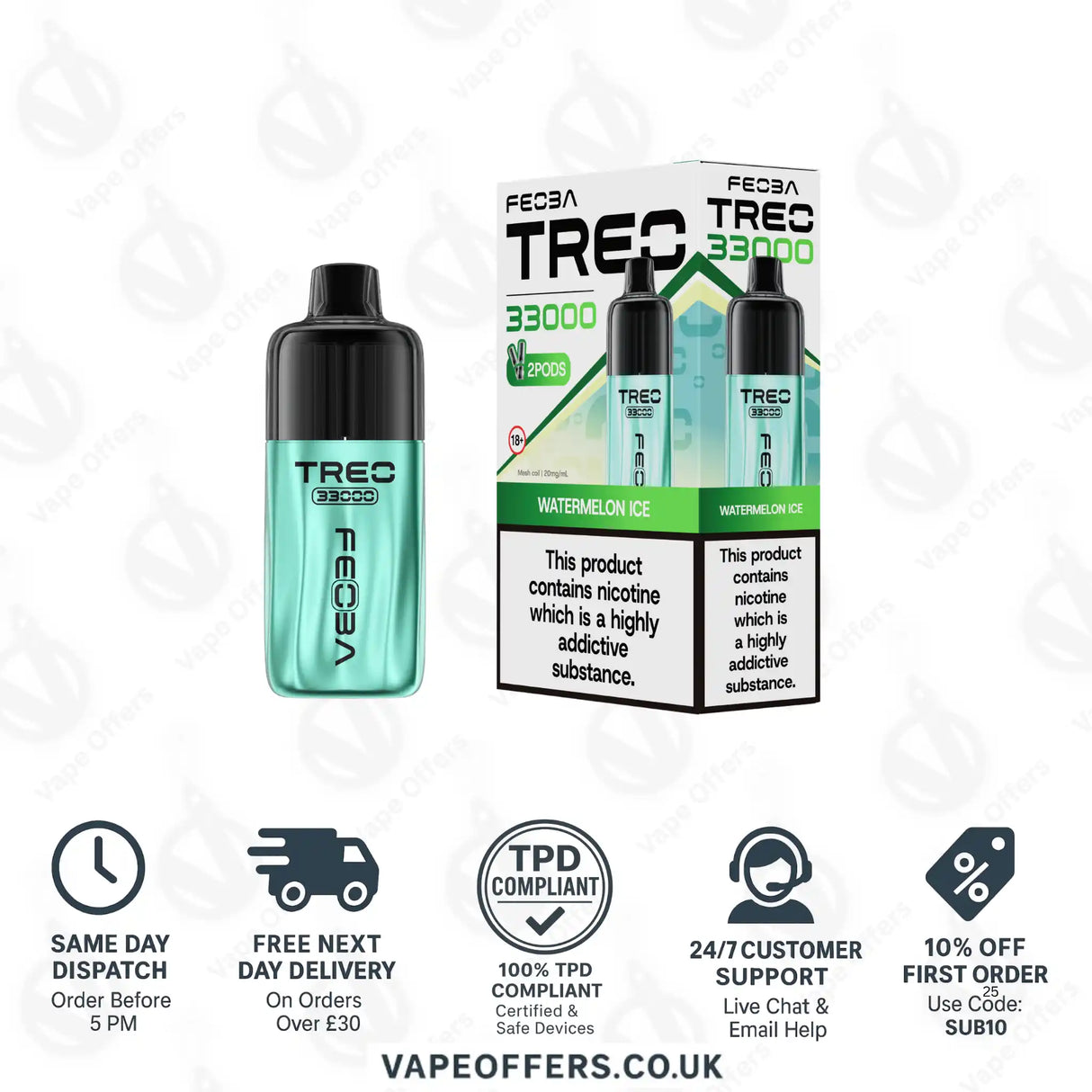 FEOBA Treo 33K Prefilled Pod Vape Kit Watermelon Ice