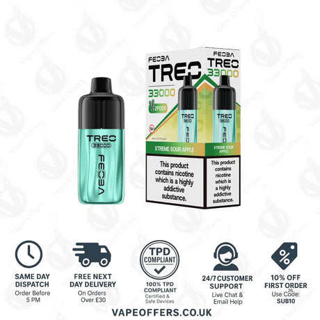 FEOBA Treo 33K Prefilled Pod Vape Kit Xtreme Sour Apple