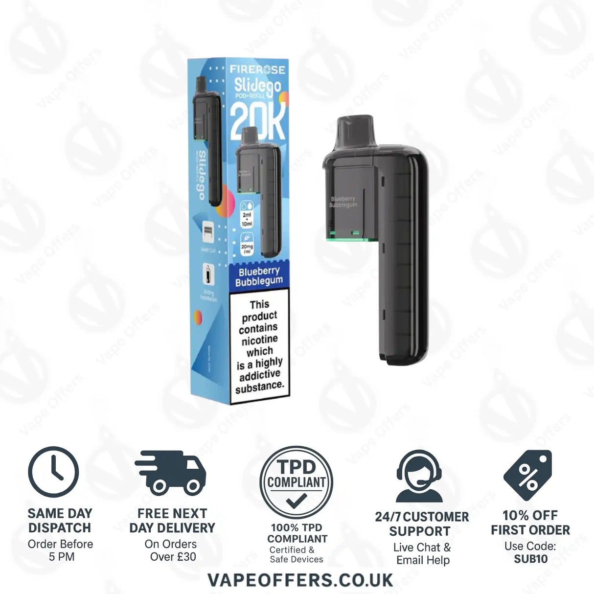 Firerose SlideGo 40K Blueberry Bubblegum Prefilled Pod