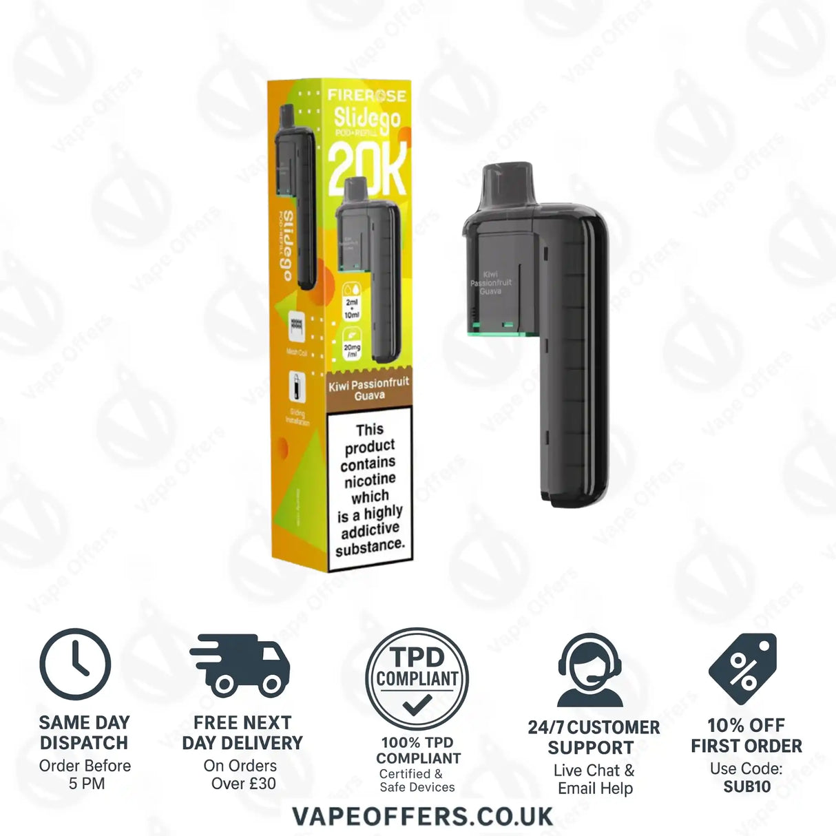 Firerose SlideGo 40K Kiwi Passionfruit Guava Prefilled Pod