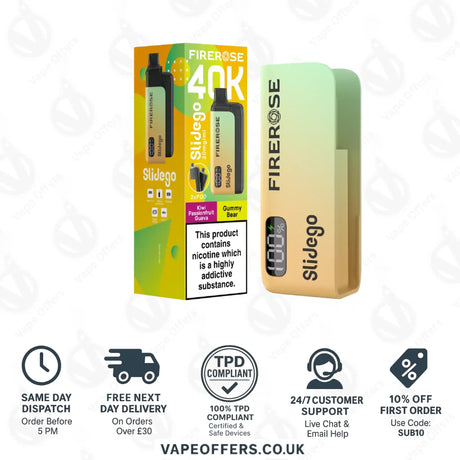 Firerose SlideGo 40K Kiwi Passionfruit Guava and Gummy Bear Prefilled Pod Kit