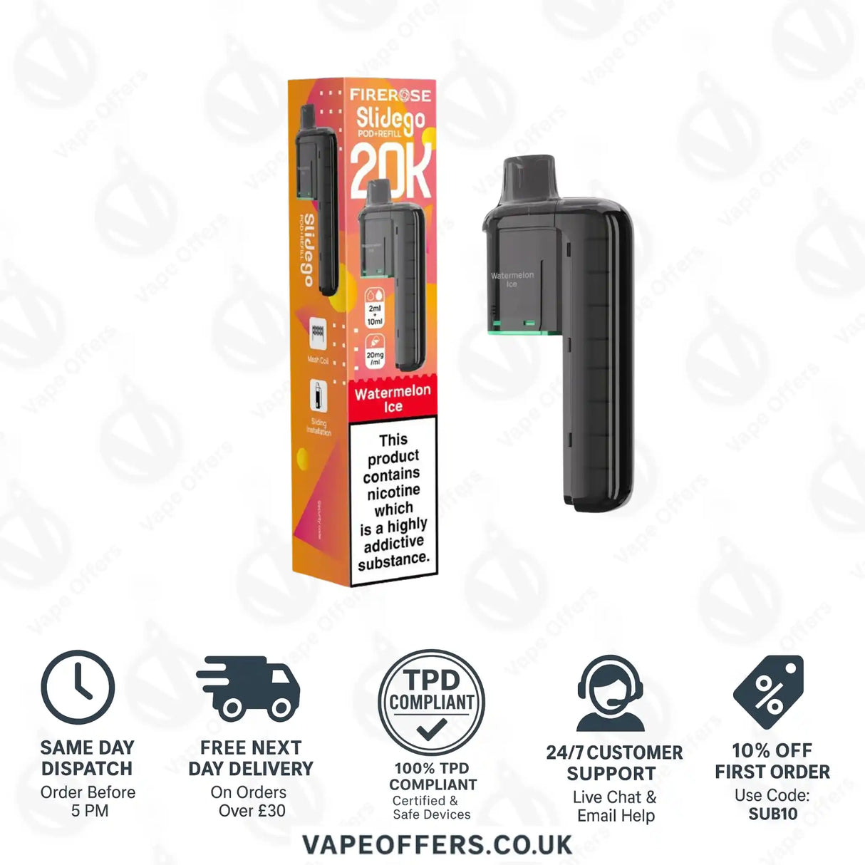 Firerose SlideGo 40K Watermelon Ice Prefilled Pod