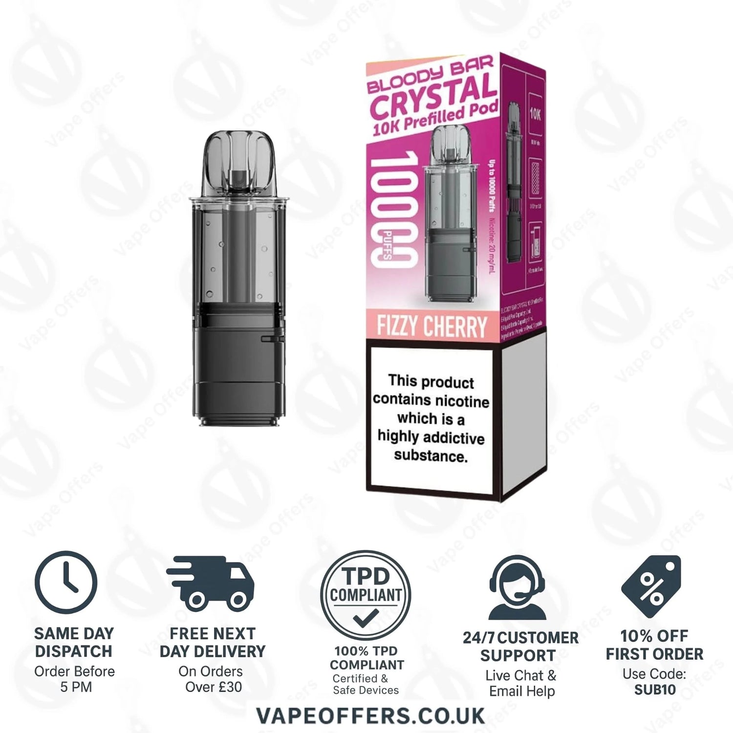 Fizzy Cherry Bloody Bar Crystal 10K Prefilled Pod 