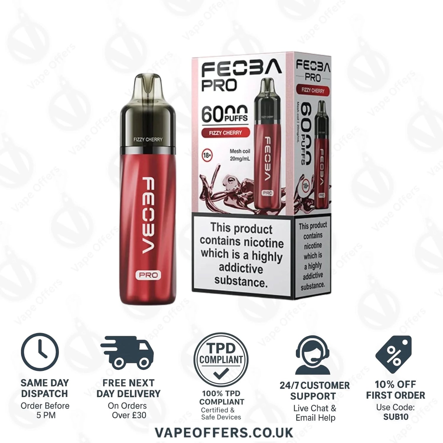 Fizzy Cherry Feoba Pro 6000 Puffs Prefilled Pod Kit 
