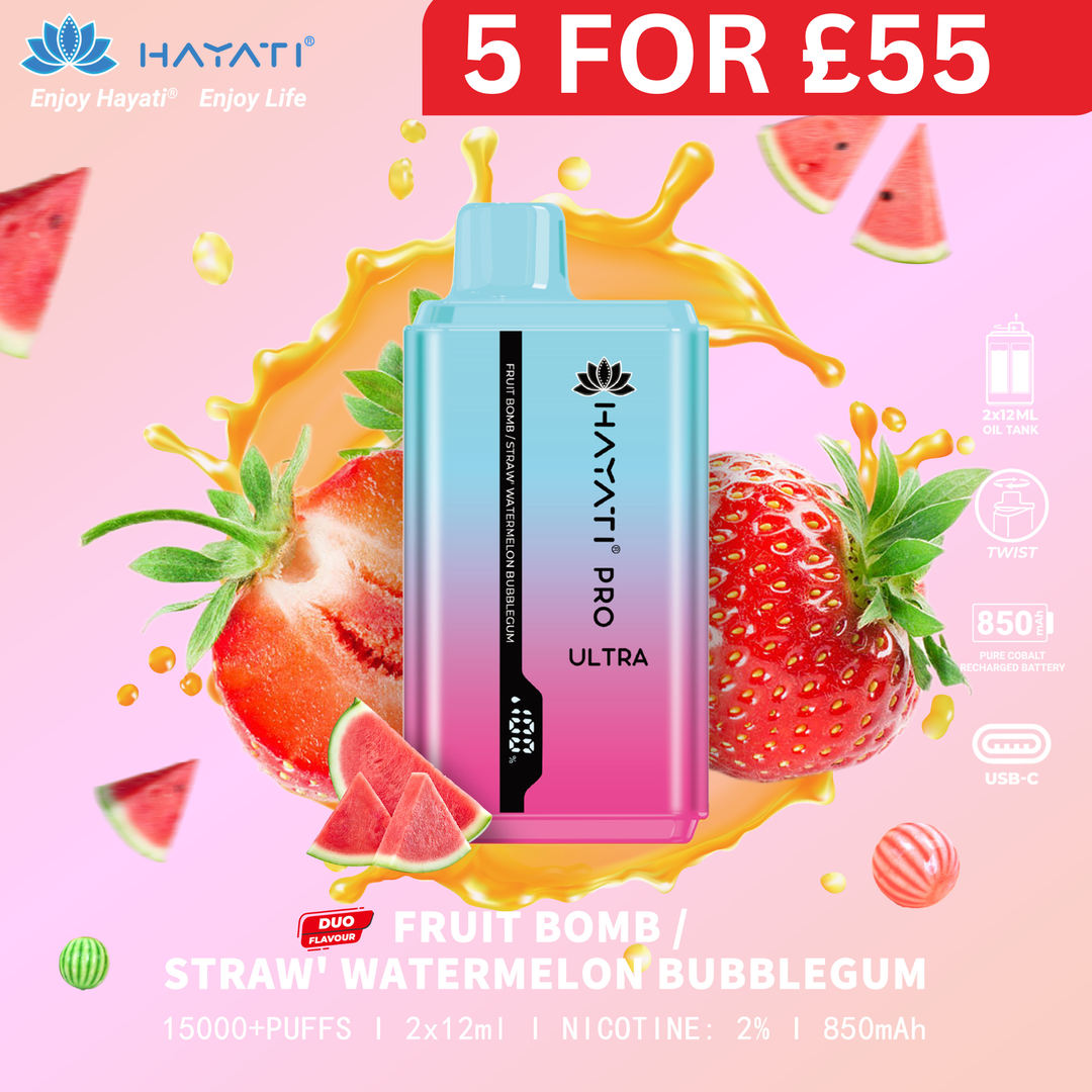 Fruit Bomb / Strawberry Watermelon Bubblegum - Hayati Pro Ultra 15000 Puffs