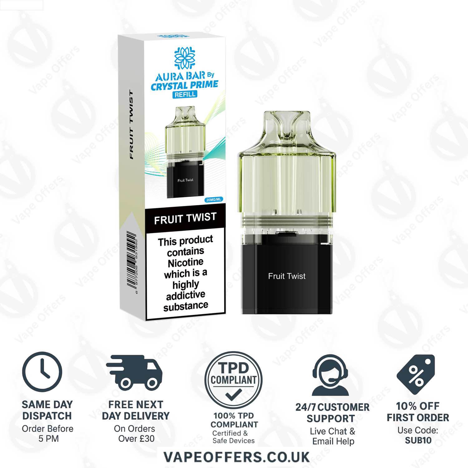 Fruit Twist Crystal Prime Aura Bar 10k Pod 