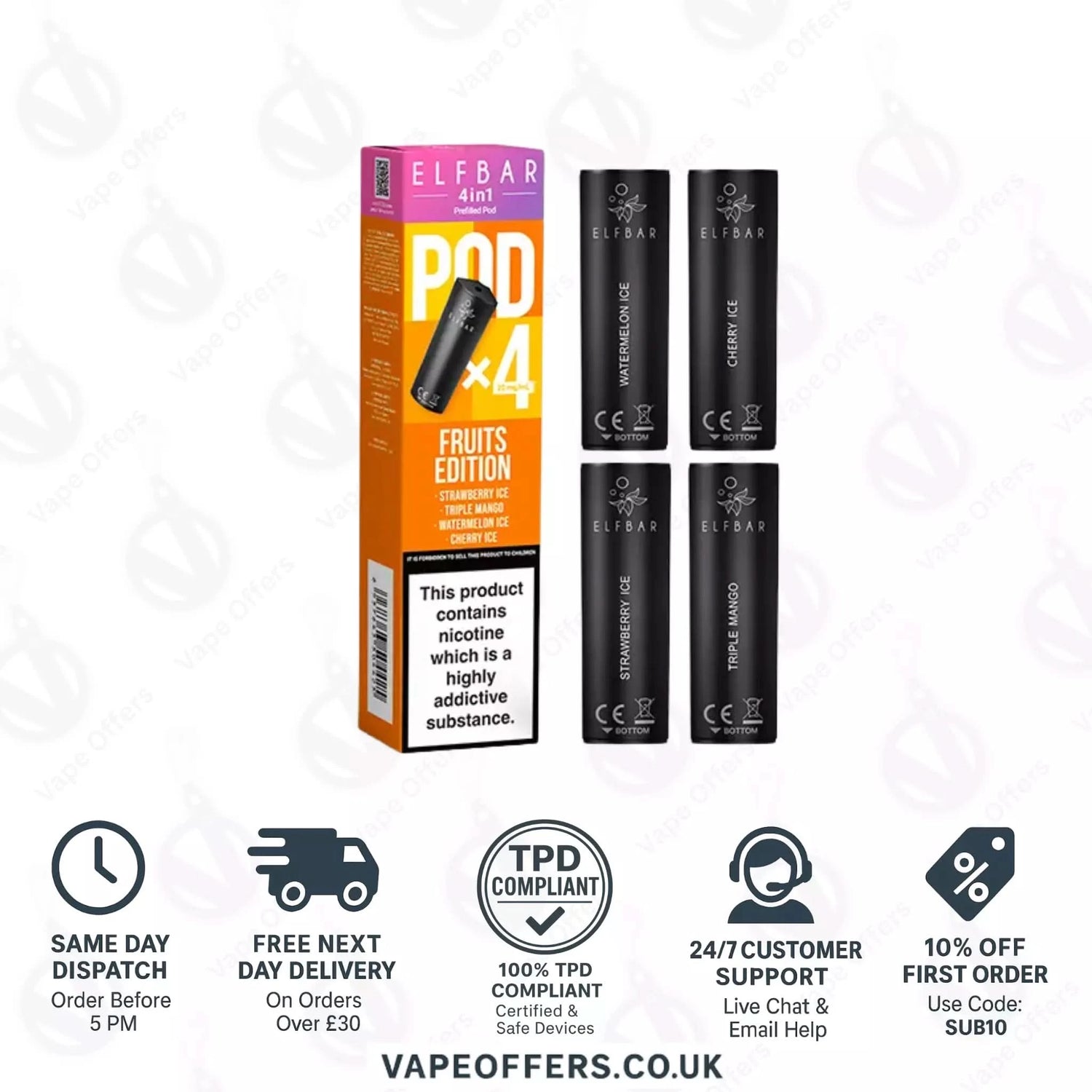 Fruits Edition Elf Bar 4 in 1 3200 Puffs Prefilled Pods 