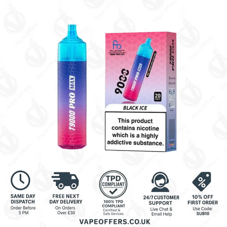 Fumot RandM T9000 Pro Max 9k Prefilled Pod Vape Kit Black Ice