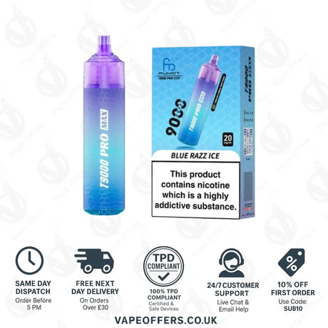 Fumot RandM T9000 Pro Max 9k Prefilled Pod Vape Kit Blue Razz Ice