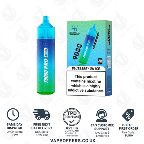 Fumot RandM T9000 Pro Max 9k Prefilled Pod Vape Kit Blueberry On Ice