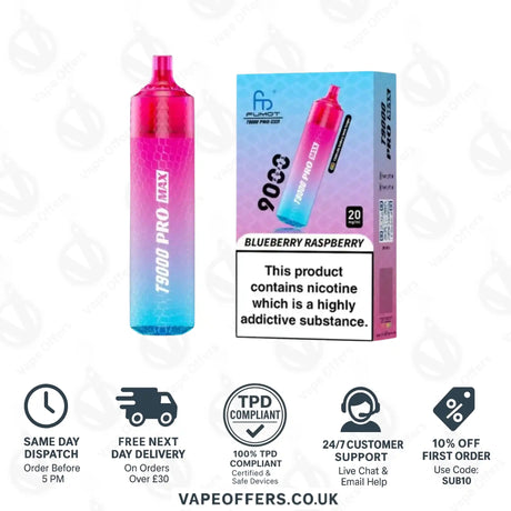 Fumot RandM T9000 Pro Max 9k Prefilled Pod Vape Kit Blueberry Raspberry