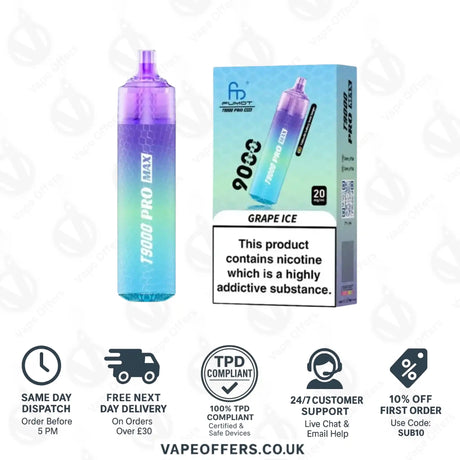 Fumot RandM T9000 Pro Max 9k Prefilled Pod Vape Kit Grape Ice