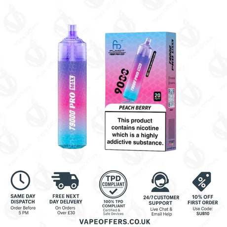 Fumot RandM T9000 Pro Max 9k Prefilled Pod Vape Kit Peach Berry