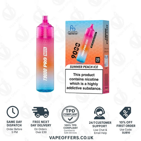 Fumot RandM T9000 Pro Max 9k Prefilled Pod Vape Kit Summer Peach Ice