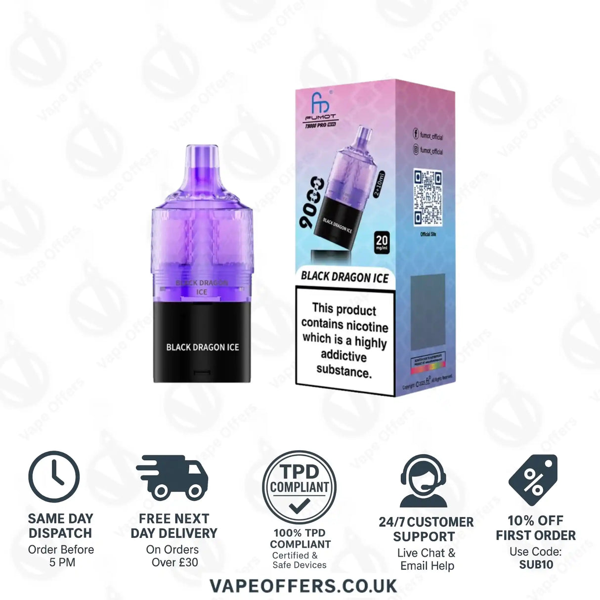 Fumot RandM T9000 Pro Max 9k Prefilled Refill Pod Black Dragon Ice