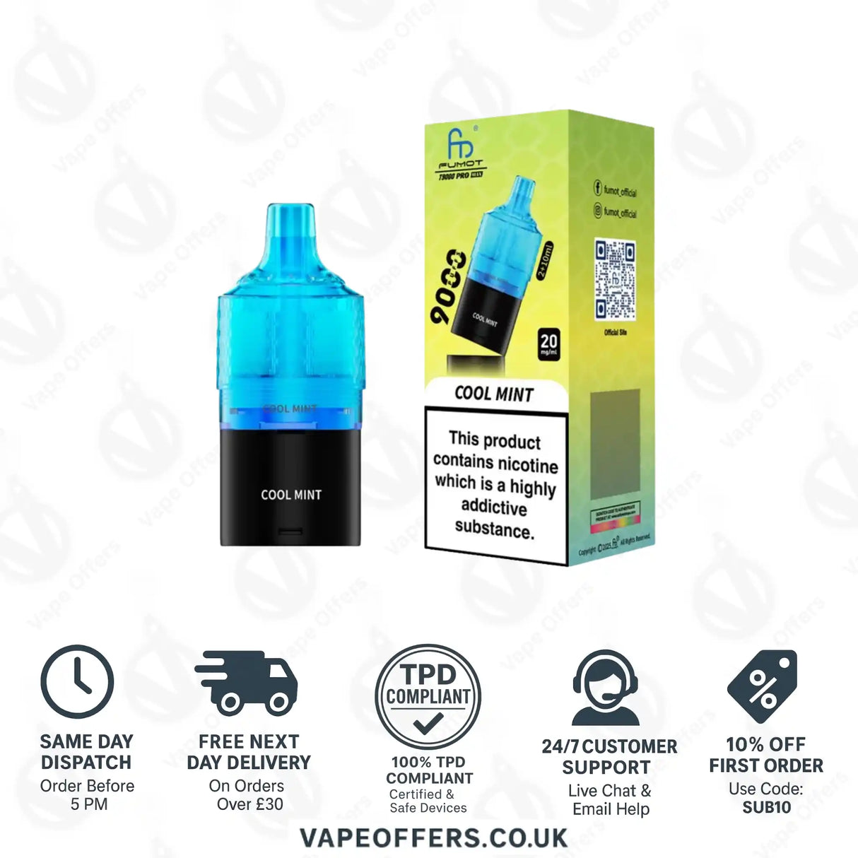 Fumot RandM T9000 Pro Max 9k Prefilled Refill Pod Cool Mint