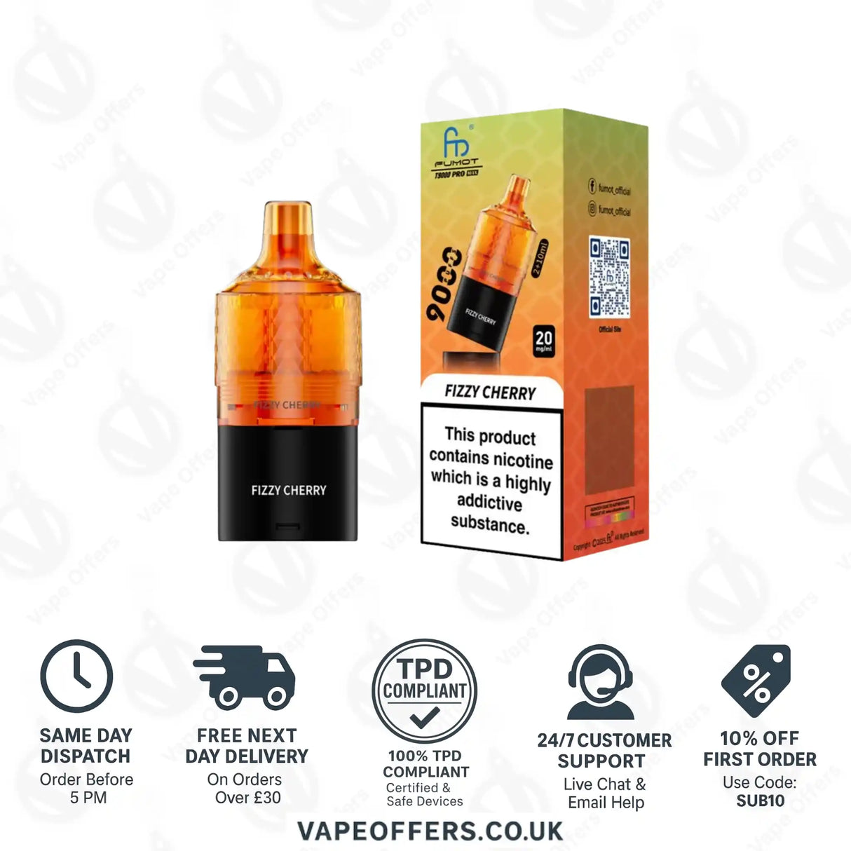Fumot RandM T9000 Pro Max 9k Prefilled Refill Pod Fizzy Cherry