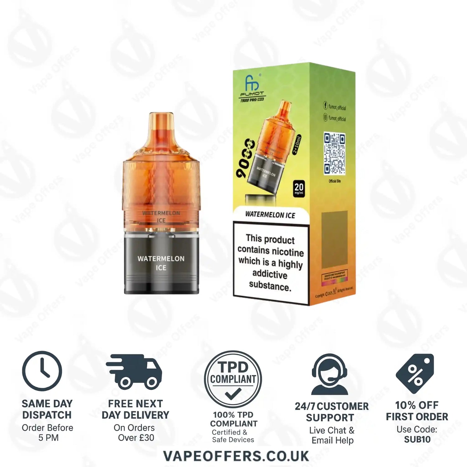 Fumot RandM T9000 Pro Max 9k Prefilled Refill Pod Watermelon Ice 