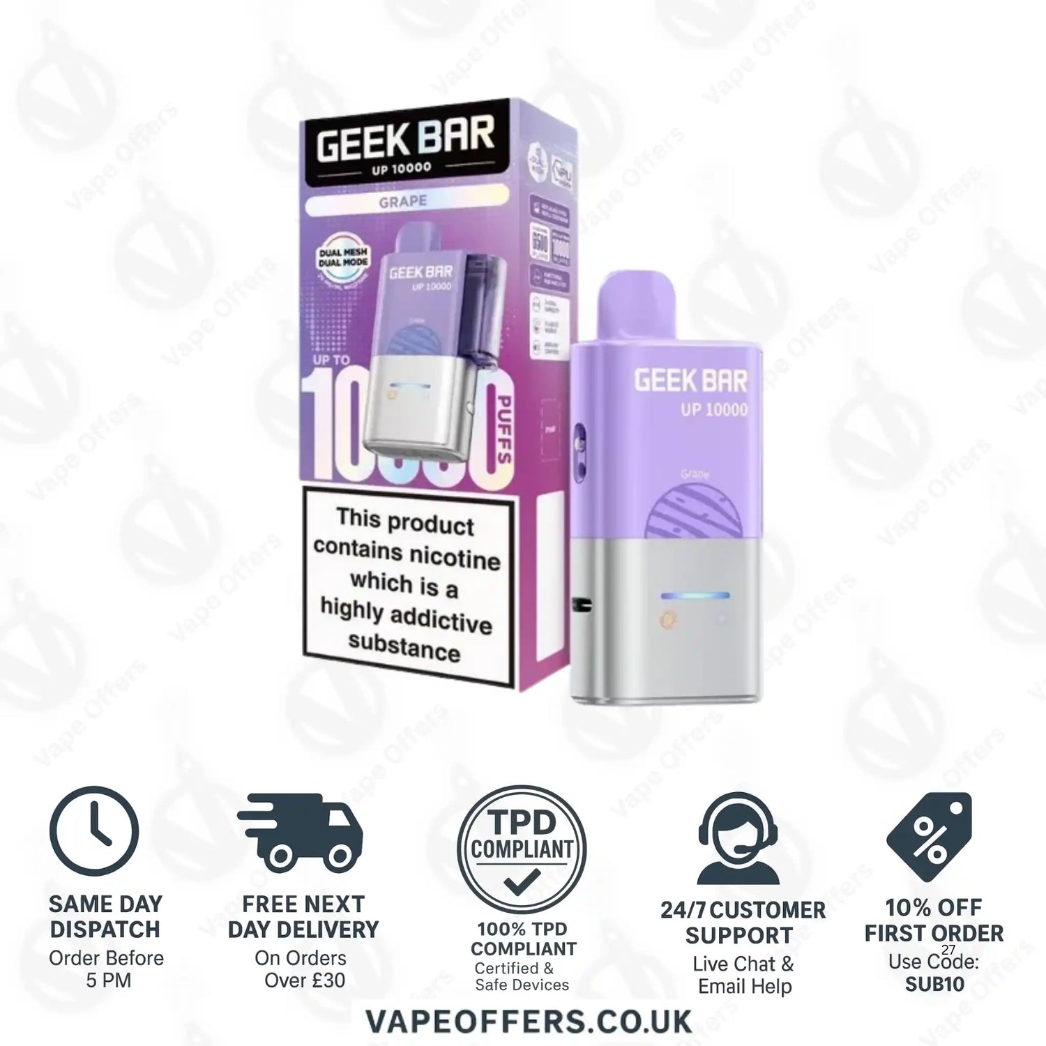 Geek Bar UP 10K Prefilled Pod Kit Grape 