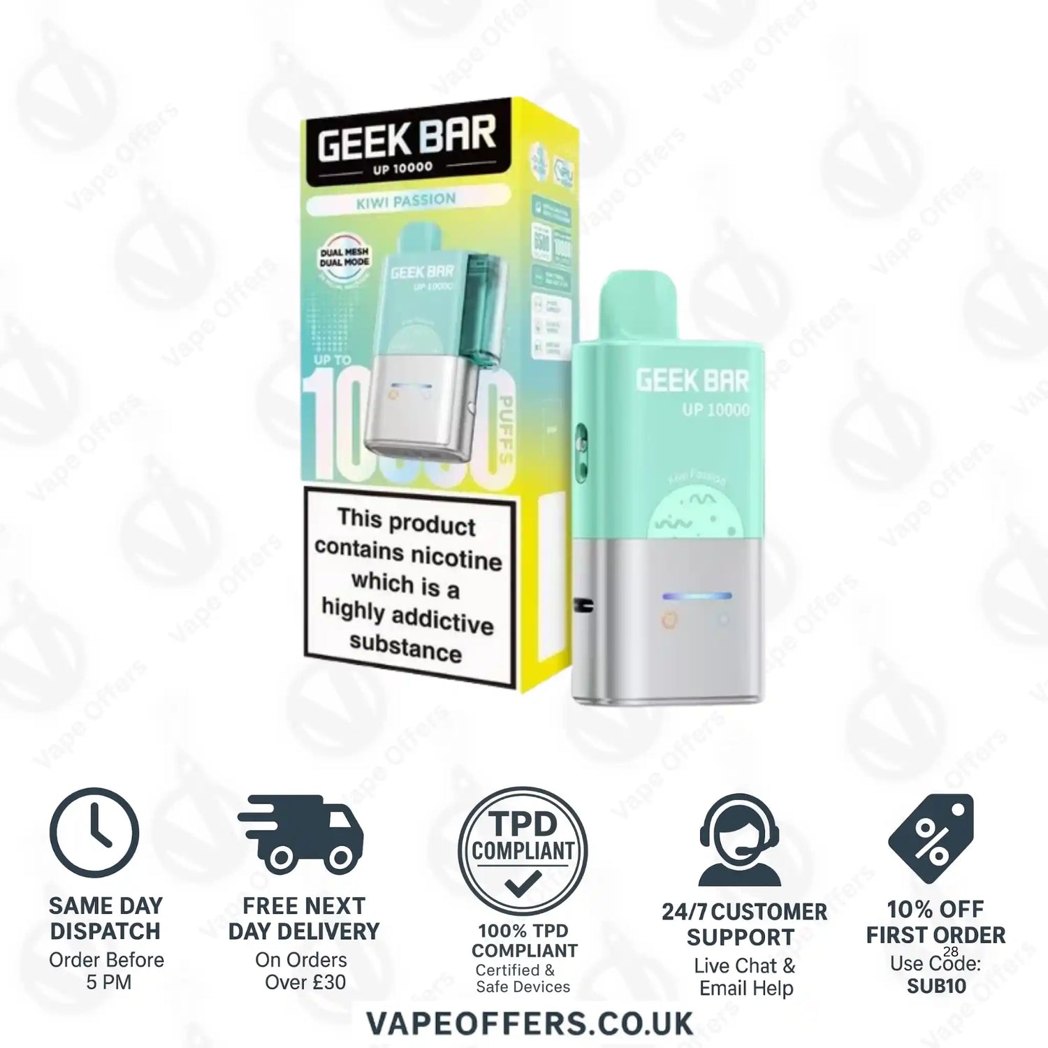 Geek Bar UP 10K Prefilled Pod Kit Kiwi Passion 