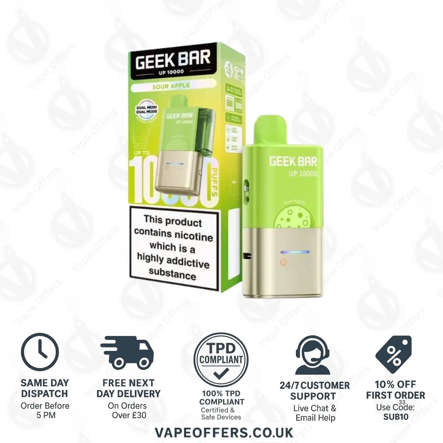 Geek Bar UP 10K Prefilled Pod Kit Sour Apple 