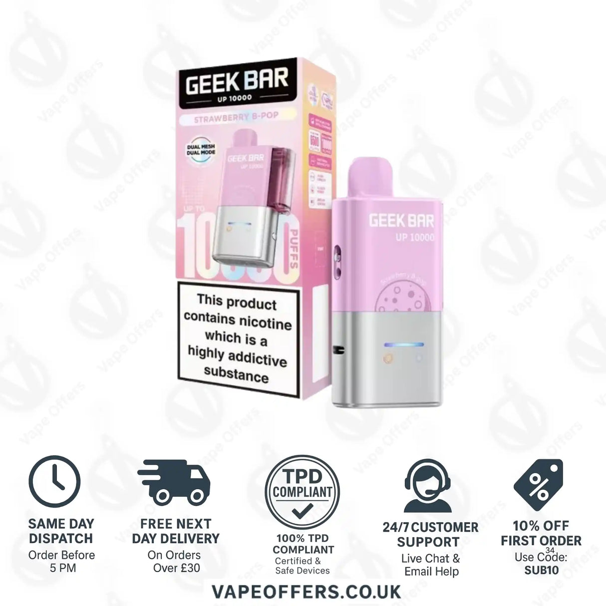 Geek Bar UP 10K Prefilled Pod Kit Strawberry B-Pop