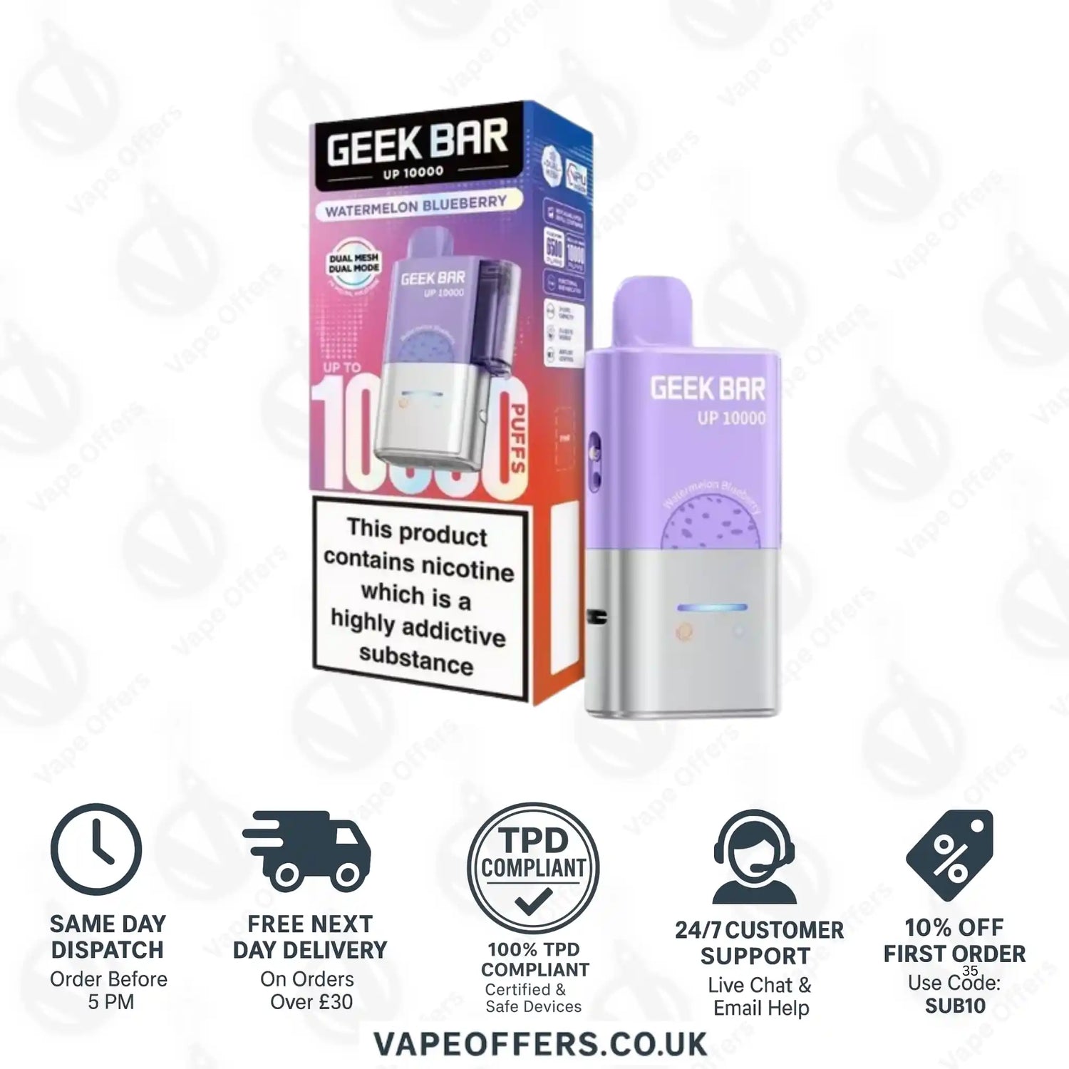 Geek Bar UP 10K Prefilled Pod Kit Watermelon Blueberry 