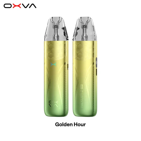 OXVA NeXLIM 2 Mini pod kit in Golden Hour special edition, front and back