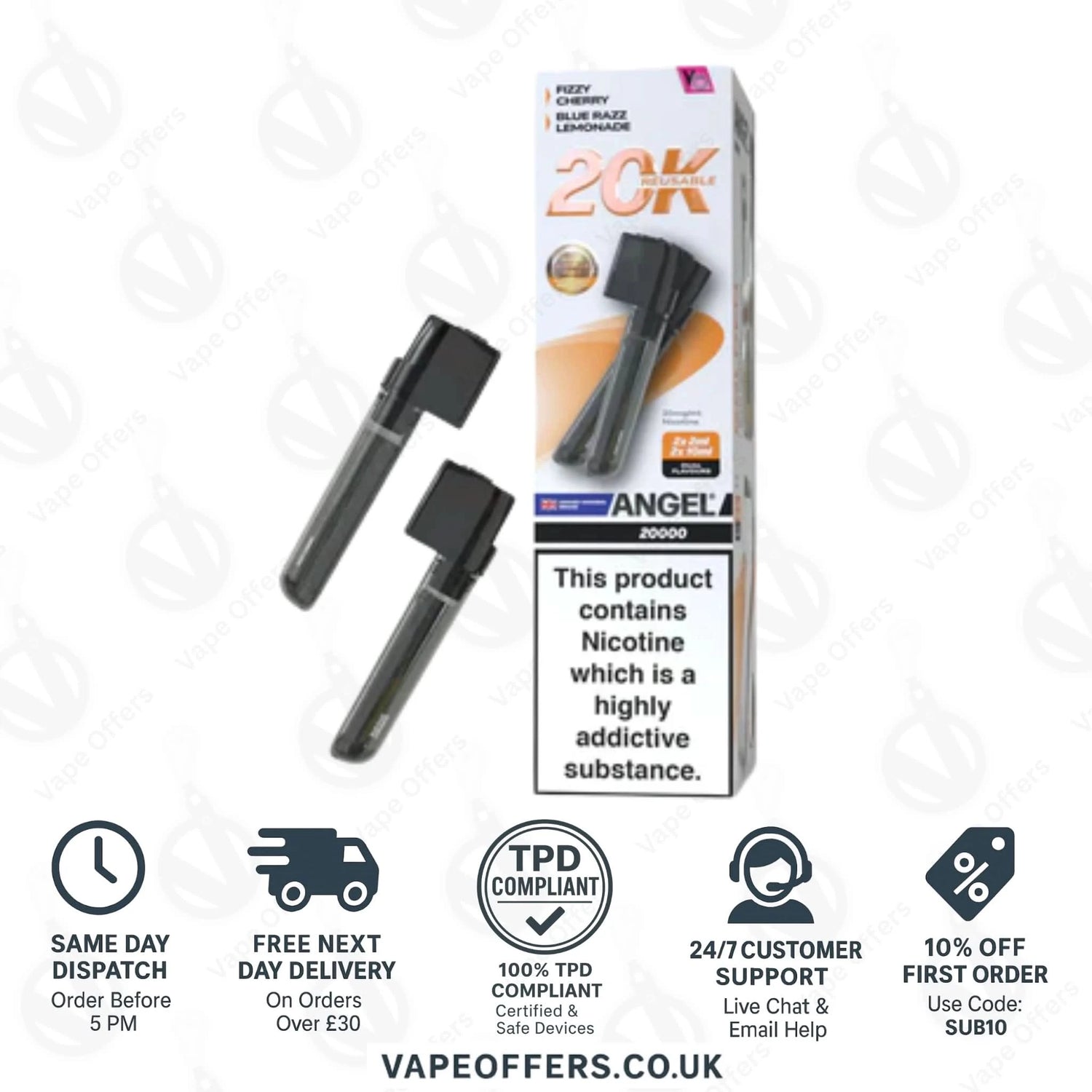 Golden Edition Vapes Bars Angel 20k Prefilled Dual Pod 