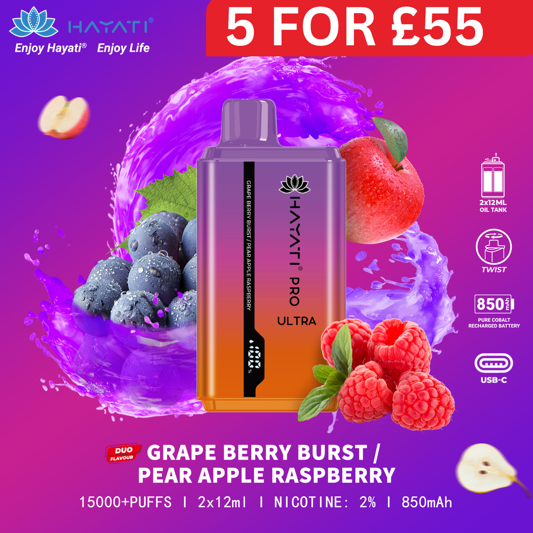 Grape Berry Burst / Pear Apple Raspberry - Hayati Pro Ultra 15000 Puffs