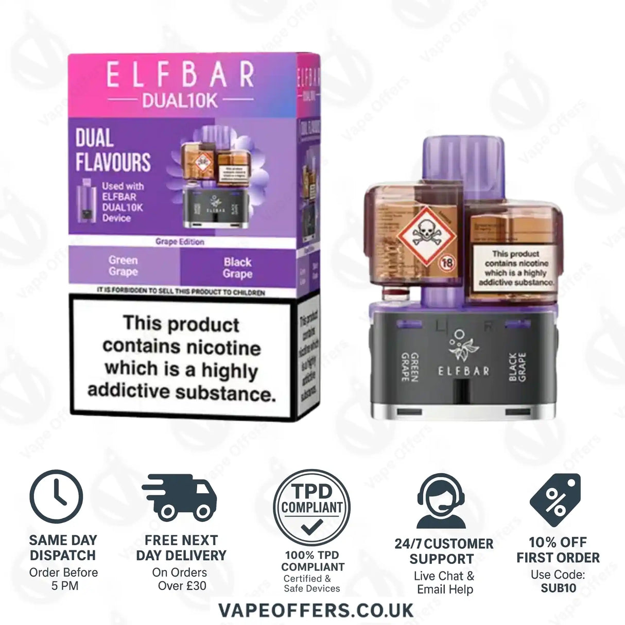 Elf Bar Dual 10K Prefilled Pod Grape Edition