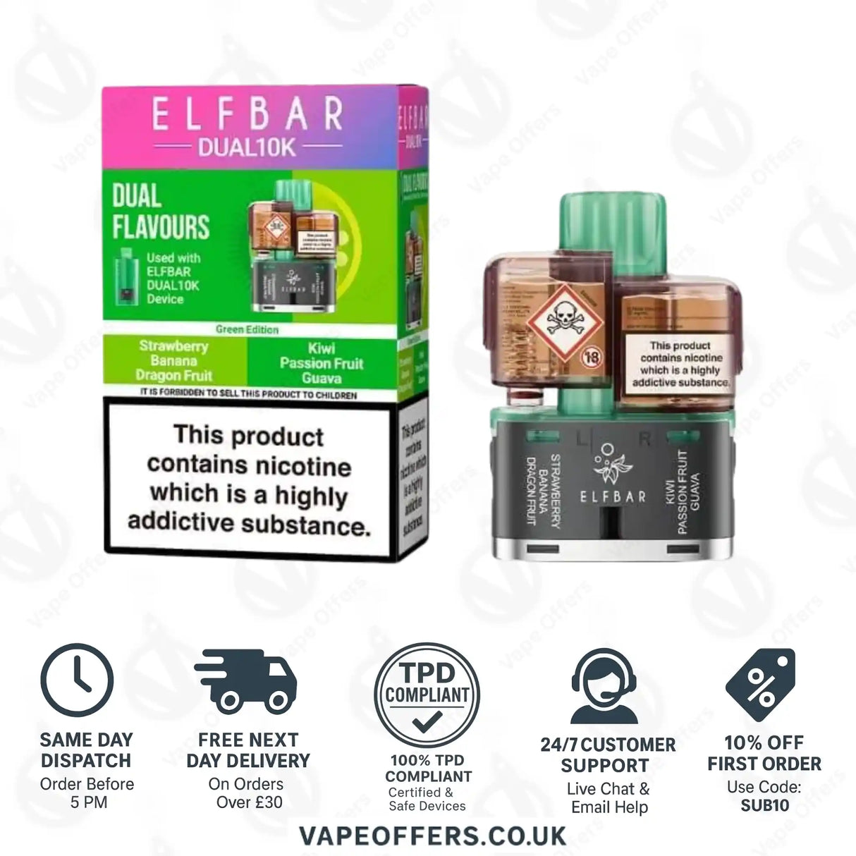 Elf Bar Dual 10K Prefilled Pod Green Edition