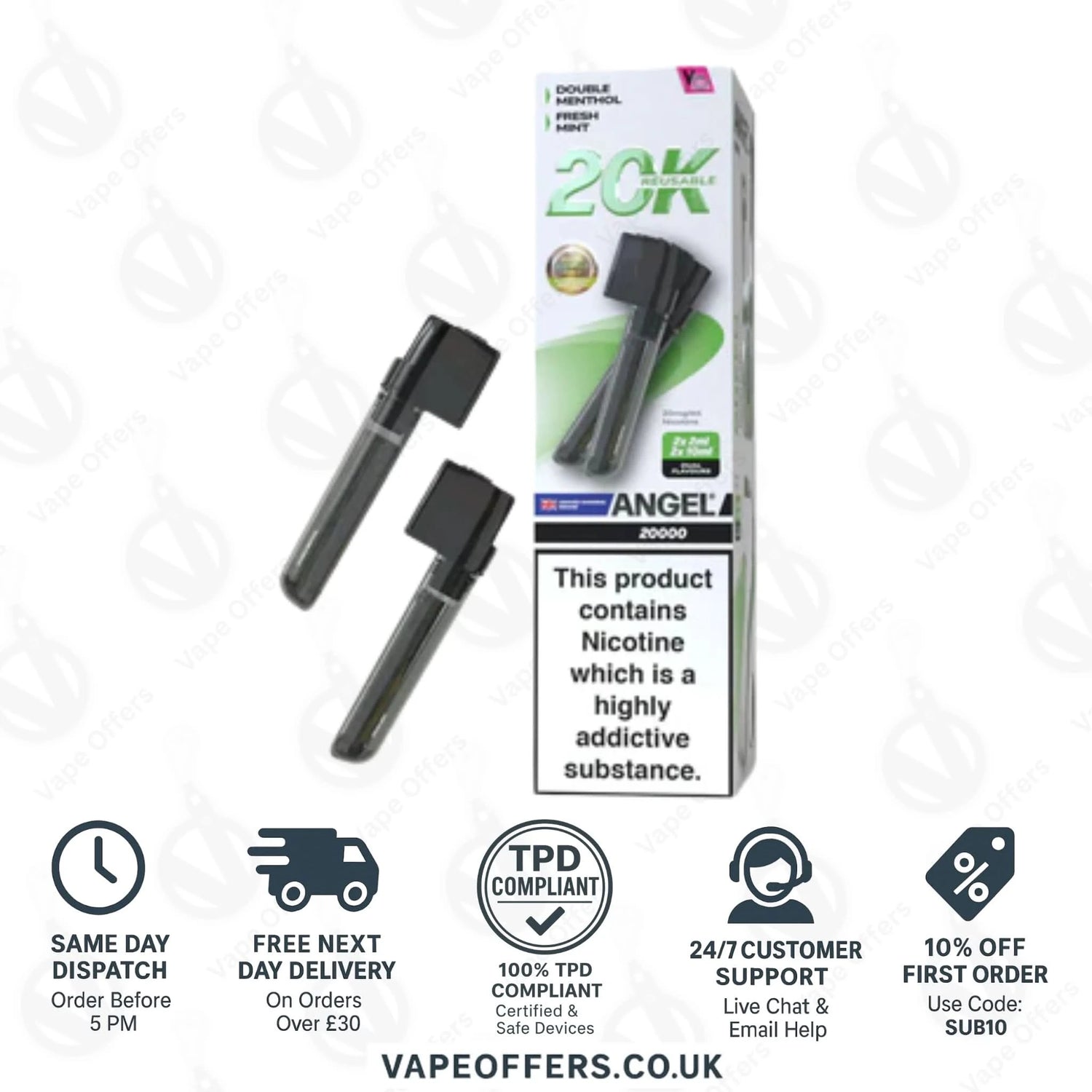 Green Edition Vapes Bars Angel 20k Prefilled Dual Pod 