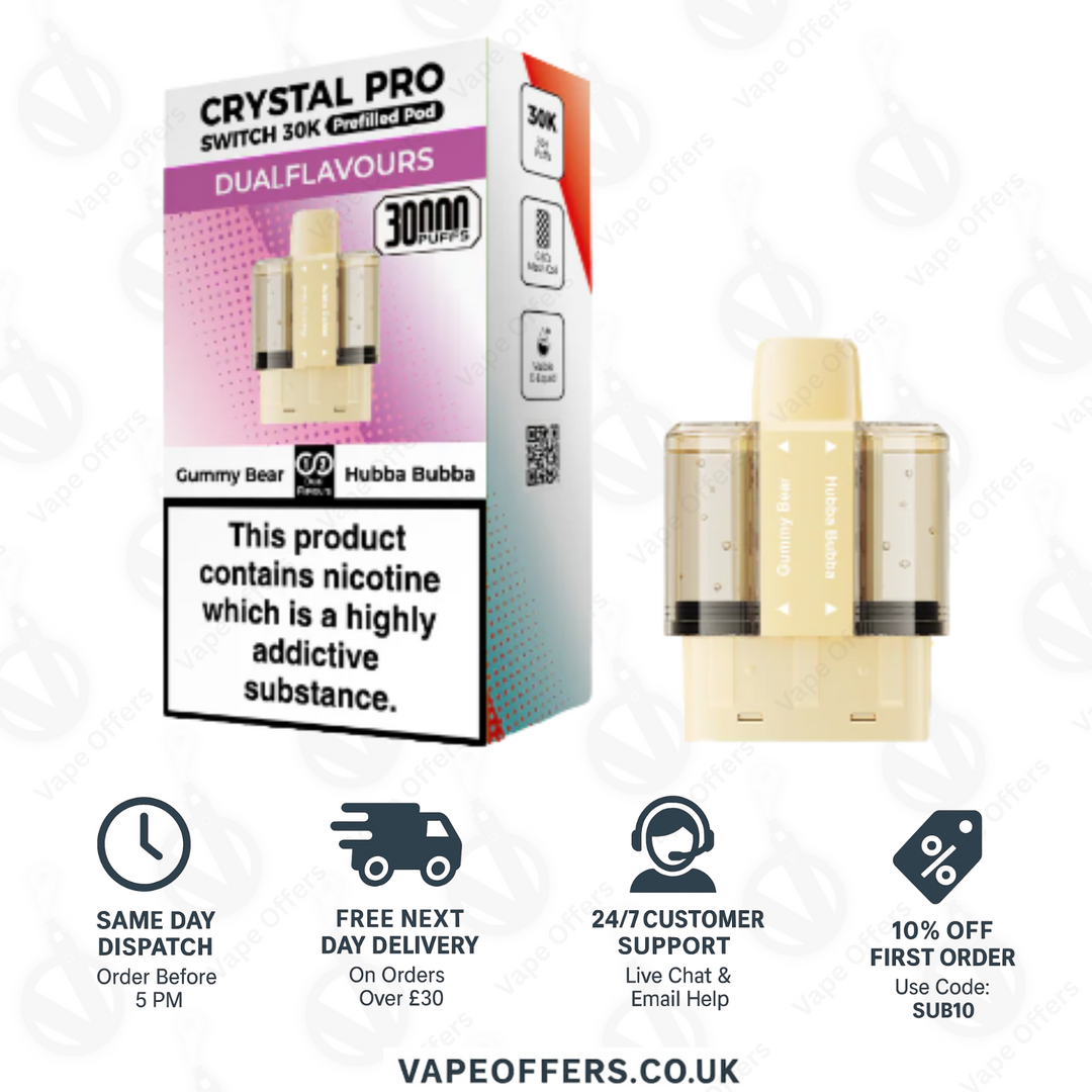 Crystal Pro Switch 30k Prefilled | Replacement Pods | 5 for £35