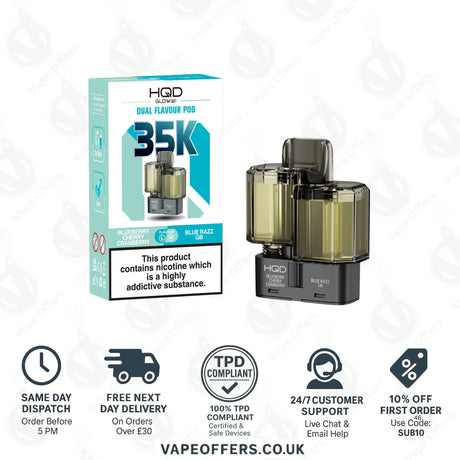 HQD Glow Air 35k Prefilled Refill Pods Blueberry Cherry Cranberry & Blue Razz GB