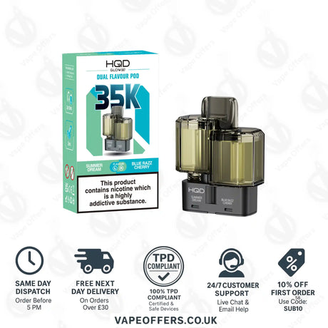 HQD Glow Air 35k Prefilled Refill Pods Summer Dream & Blue Razz Cherry