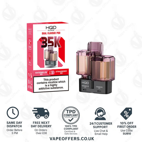 HQD Glow Air 35k Prefilled Refill Pods Watermelon BG & Strawberry BG