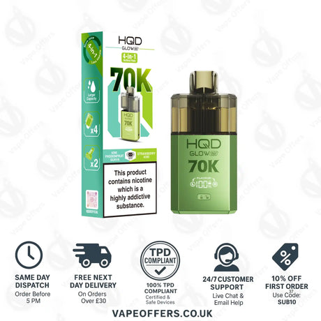 HQD Glow Air 70K Prefilled Pod Kit Kiwi Passionfruit Guava and Strawberry Kiwi