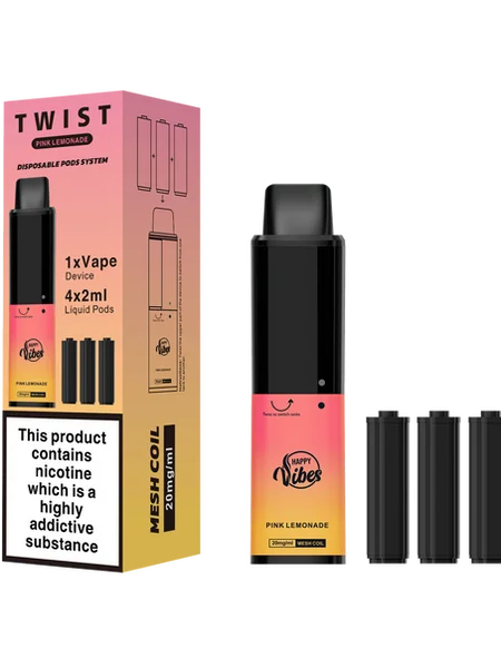 Happy Vibes Disposable Pod System Pink lemonade 2400 Puffs