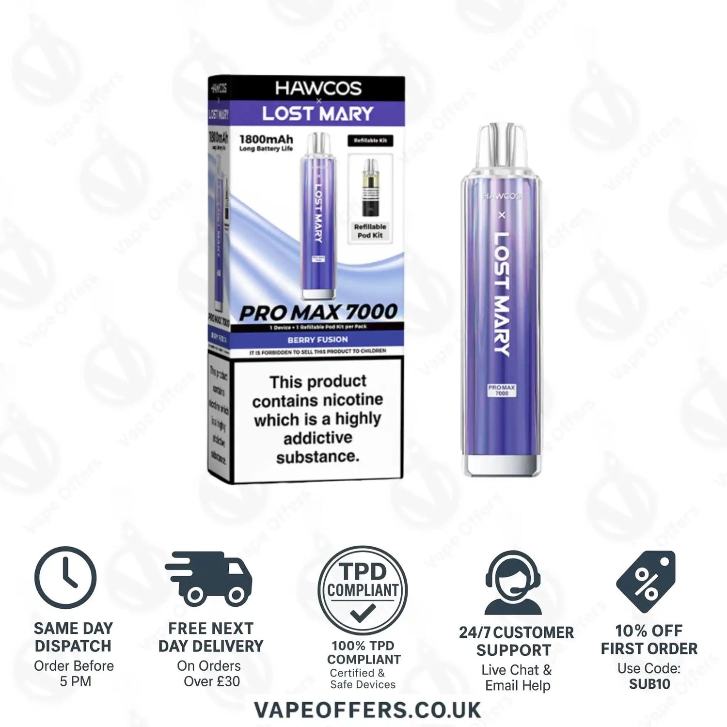 Hawcos X Lost Mary Pro Max 7000 Vape Kit Berry Fusion 