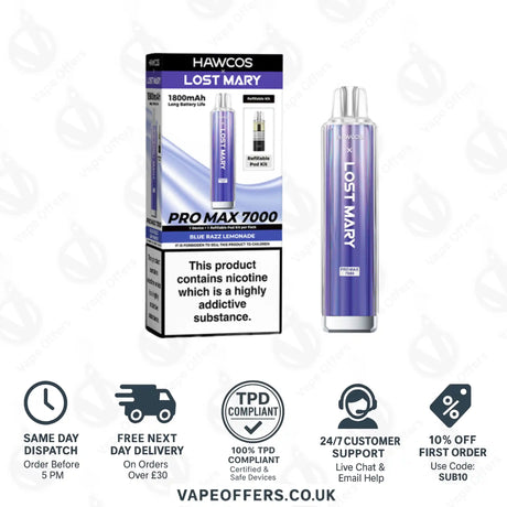 Hawcos X Lost Mary Pro Max 7000 Vape Kit Blue Razz Lemonade