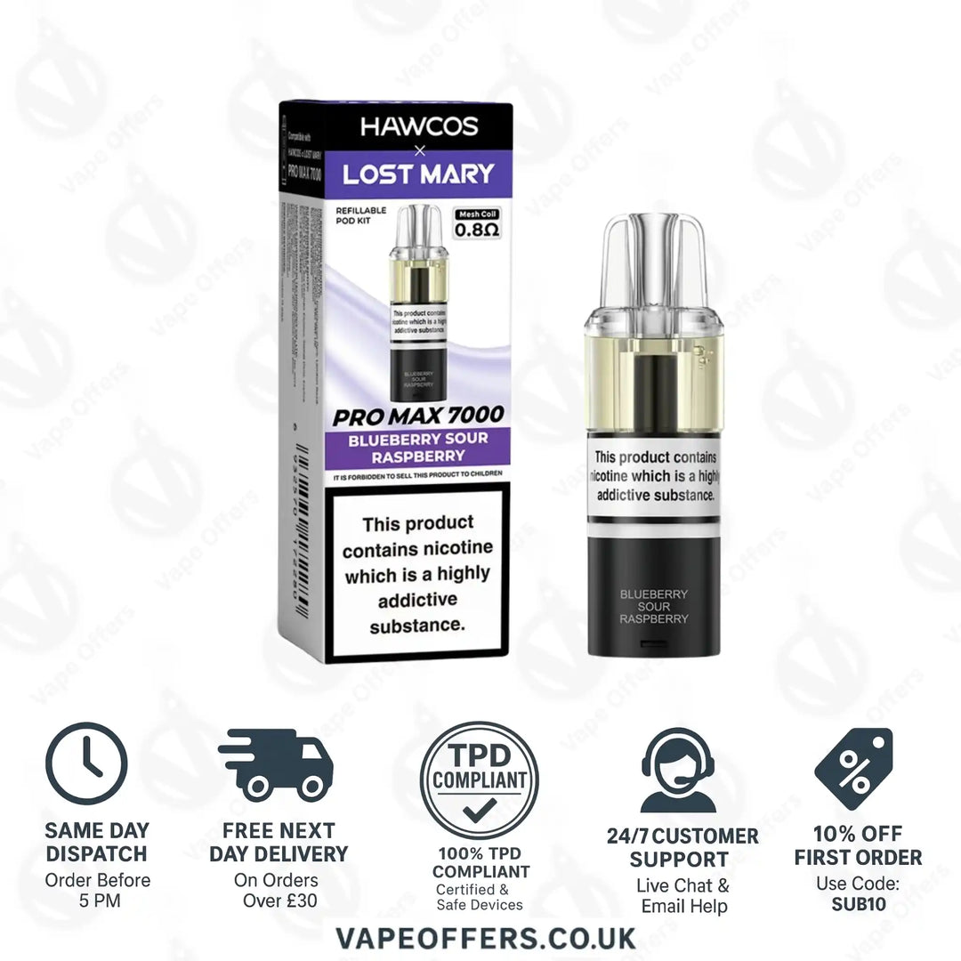 Hawcos X Lost Mary Pro Max 7000 Vape Pod Blueberry Sour Raspberry