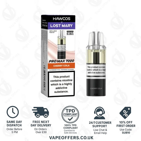 Hawcos X Lost Mary Pro Max 7000 Vape Pod Cherry Cola