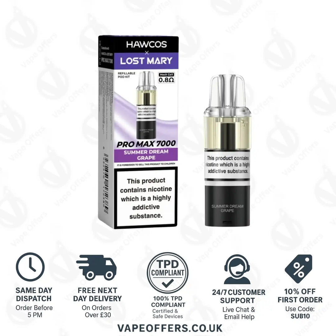 Hawcos X Lost Mary Pro Max 7000 Vape Pod Summer Dream Grape