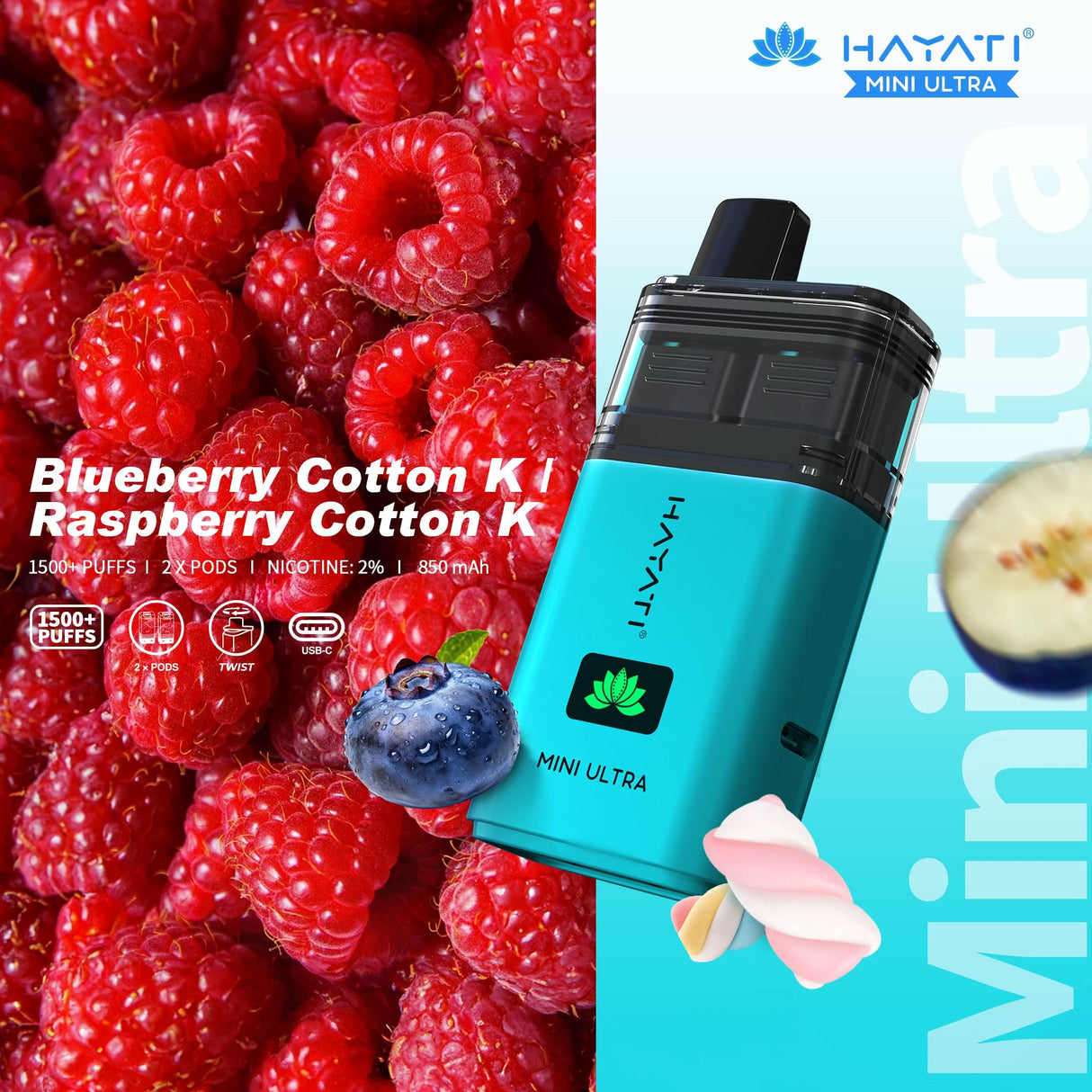 Hayati Mini Ultra 1500 Puffs Pod Kit | 5 For £20