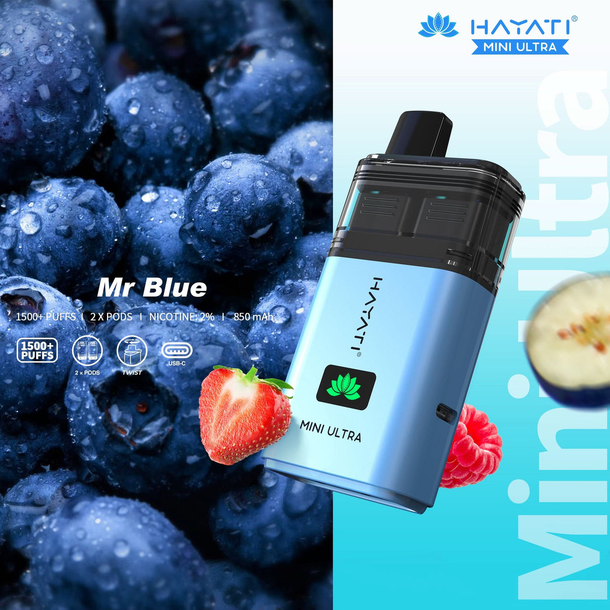 Hayati Mini Ultra 1500 Puffs Pod Kit | 5 For £20