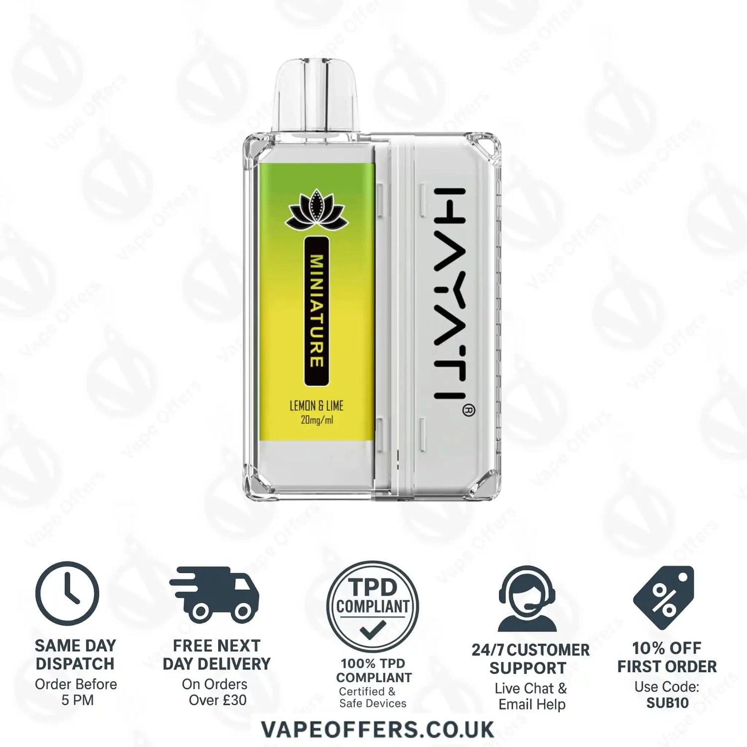Hayati Miniature 600 Prefilled Pod Kit Lemon Lime 